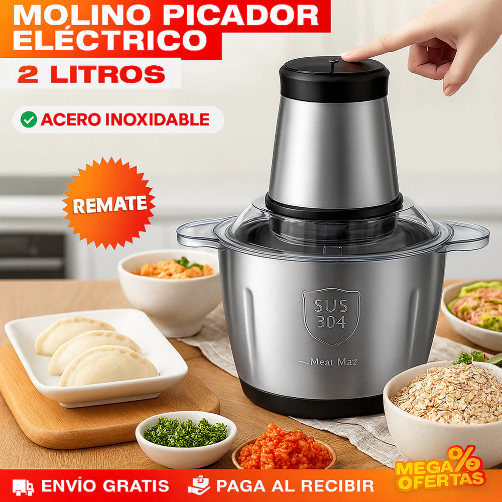 MOLINO PICADOR ELÉCTRICO ACERO INOXIDABLE 2 LITROS (TAMAÑO GRANDE)🔥🔥