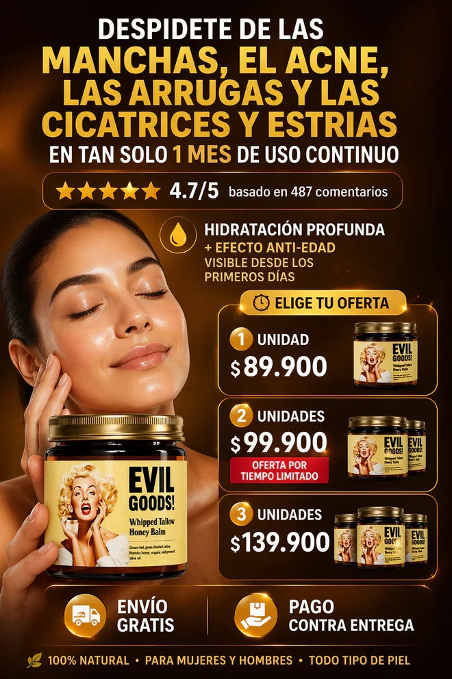 EVIL GOODS -🐄 DESPIDETE DE LAS MANCHAS, ACNE, ARRUGAS Y ESTRIAS EN MENOS DE 1 MES CON NUESTRO SEBO DE RES 😱