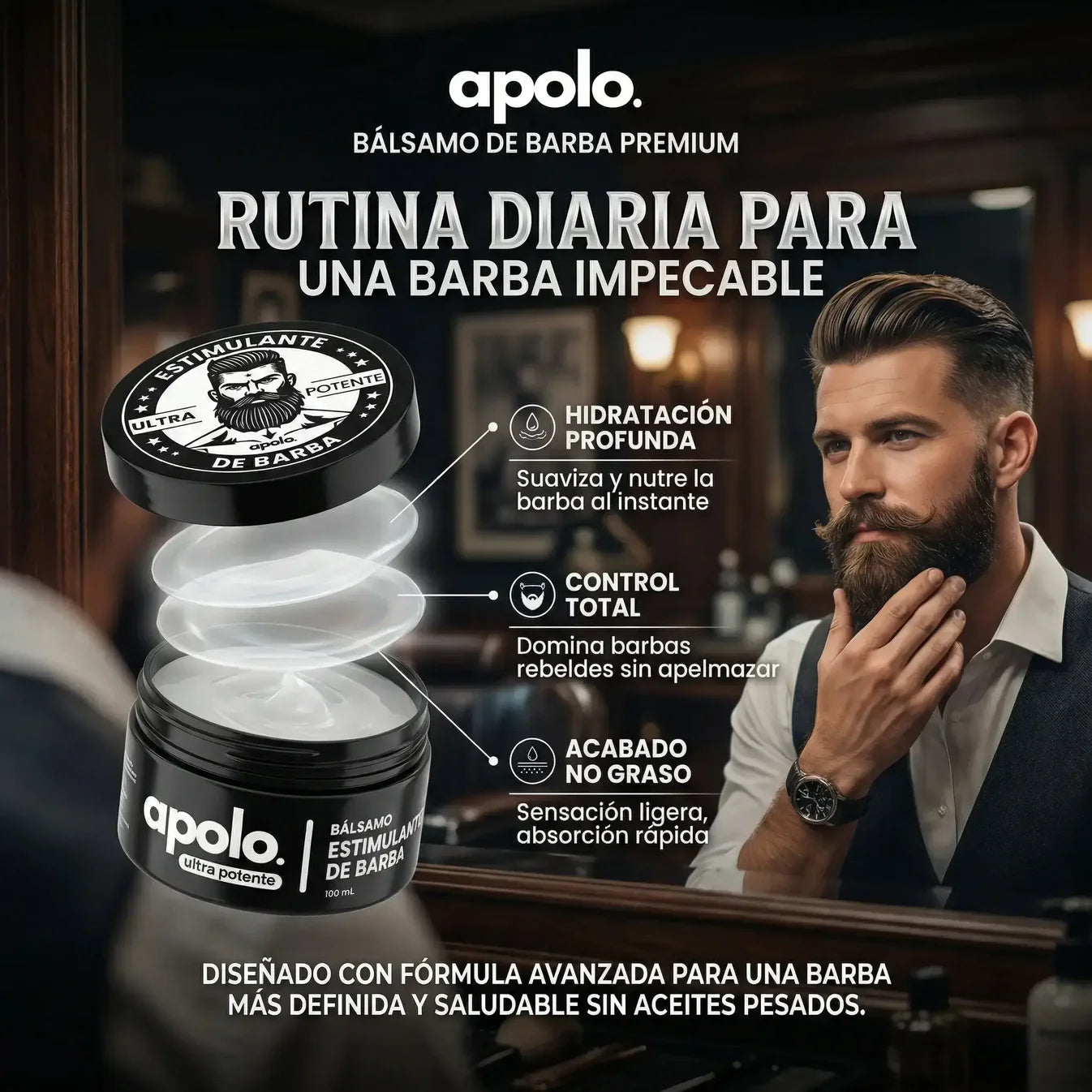Bálsamo para Crecimiento de Barba Ultra Potente con Minoxidil 20% | 100mL 😍